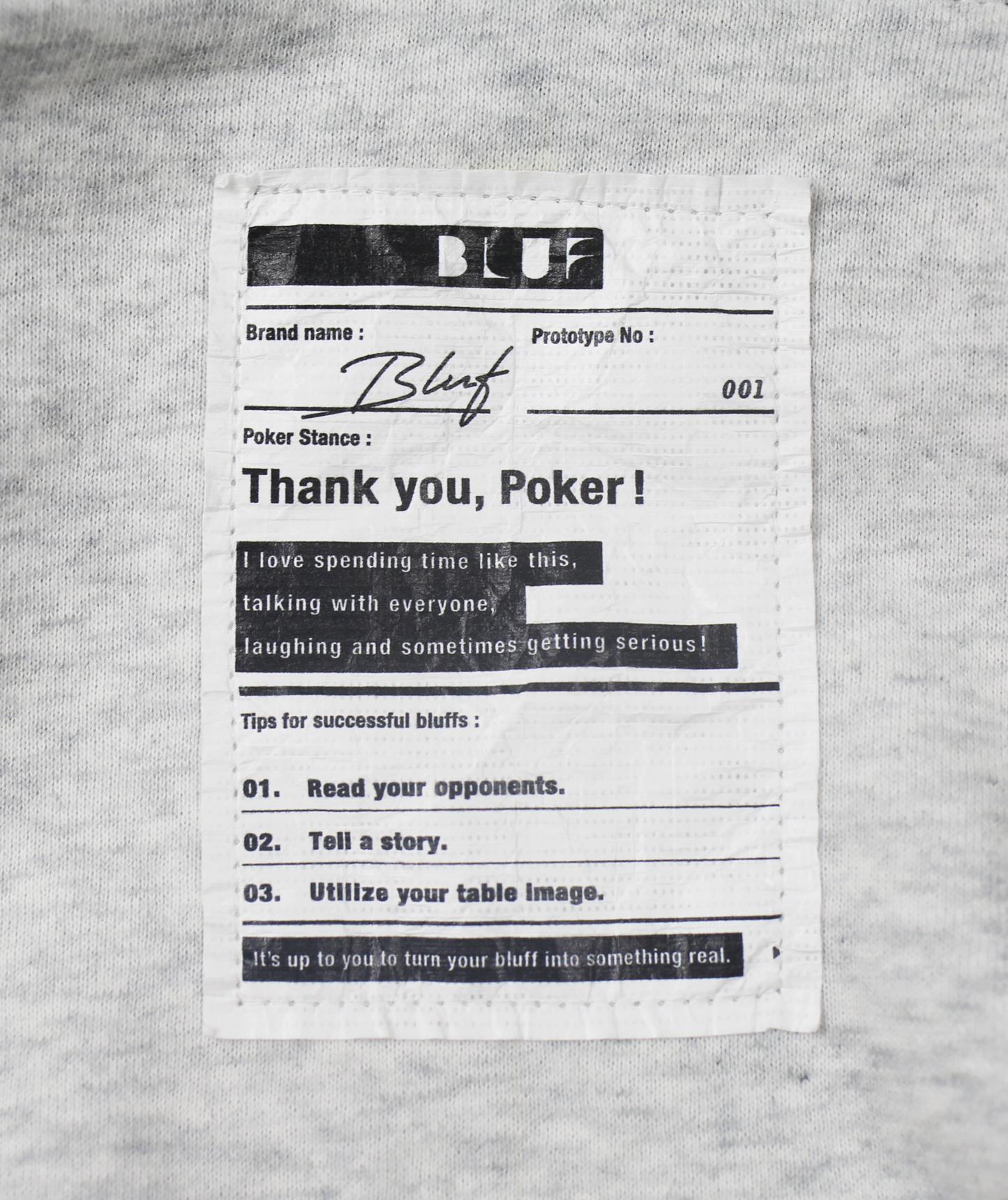 I HOPE YOU FOLD＆GOLD BLUFF_SWEAT
